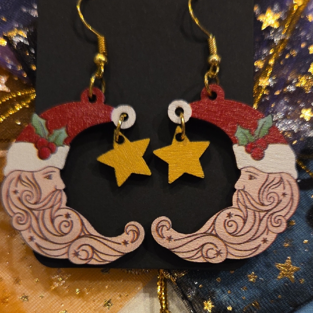 Festive Santa Earrings with Stars